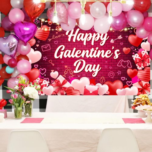 Avezano Galentines Day Decorations Happy Galentines Day Banner Backdrop 6x3.6 ft Love Heart 13 February Party Decor for Girls