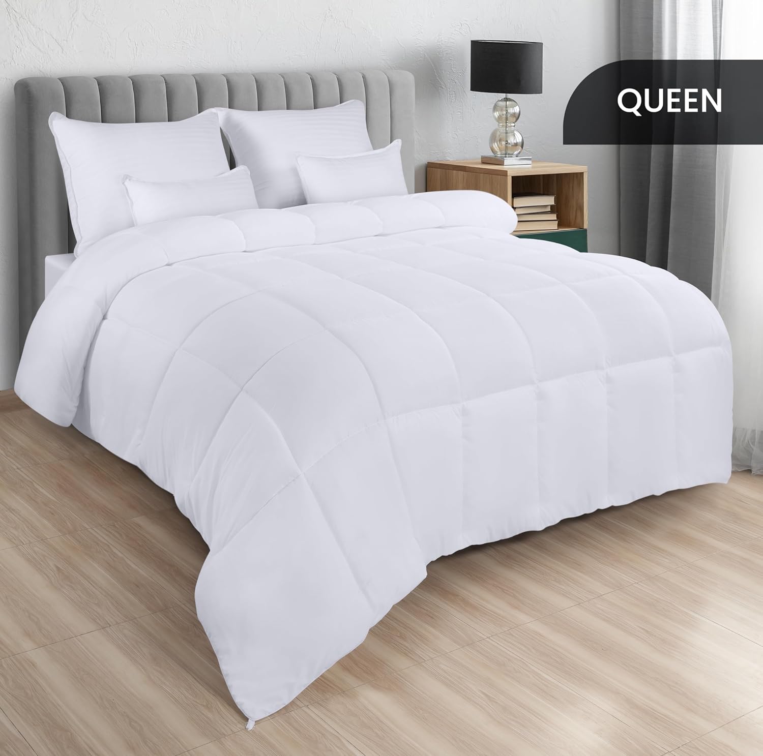 Utopia Bedding Queen Size Comforter - All Season Down Alternative Duvet Insert, Machine Washable (White)