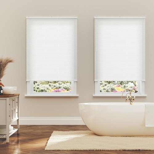 Lumino Cordless Mini Blinds - Light Filtering Indoor Window Treatment - 24" W x 64" L - White, 1" Vinyl Slats