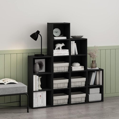 Furinno PASIR 4-Tier Modern Bookshelf - Easy Assembly Open Shelves Bookcase in Blackwood | Ideal for Living Room, Bedroom, Home Office
