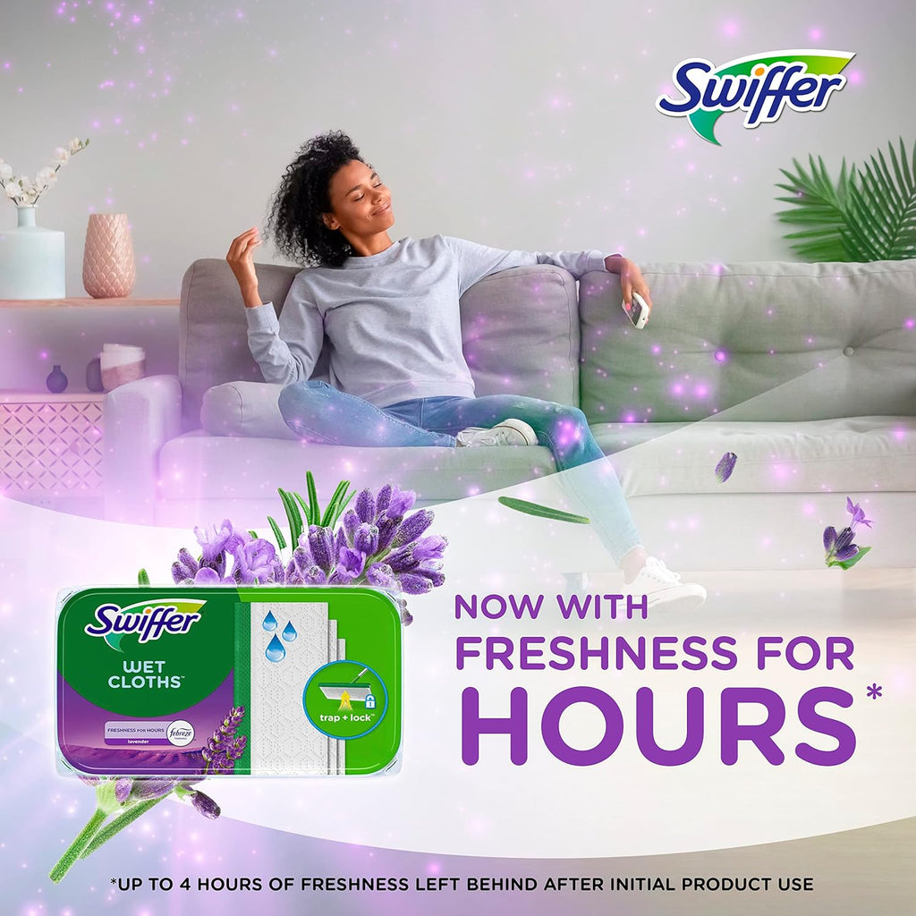 Swiffer Sweep + Mop Wet Pads Refill - All-Purpose Floor Cleaner for Dirt & Dust | Lavender, 24ct