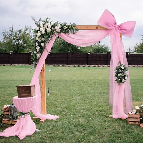 Canlierr Extra Large Pink Organza Bow - 39 x 59 Inch Tulle Decoration for Weddings & Parties