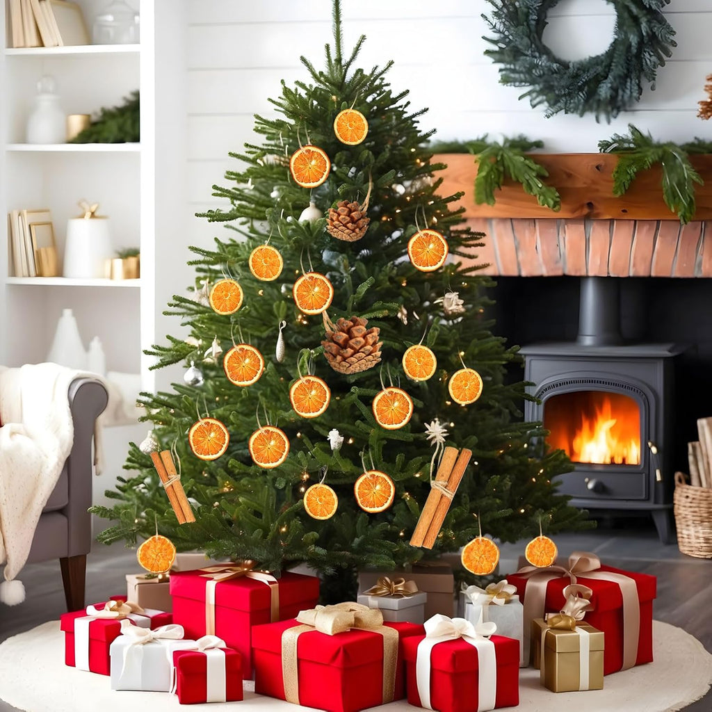 Natural Dried Orange Slices Christmas Ornaments Set by [Brand Name] - 31 Pcs with Cinnamon Sticks & Pinecones for Rustic Holiday Decor