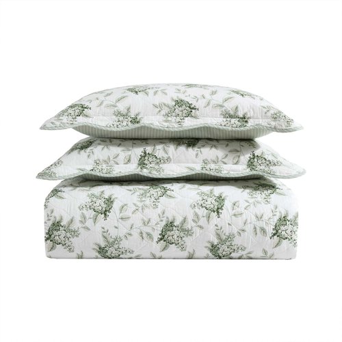 Laura Ashley - King Quilt Set, Elegant Lightweight Bedding with Matching Sham(s), Super Soft and Cozy Home Decor (Portland Floral Green, King)