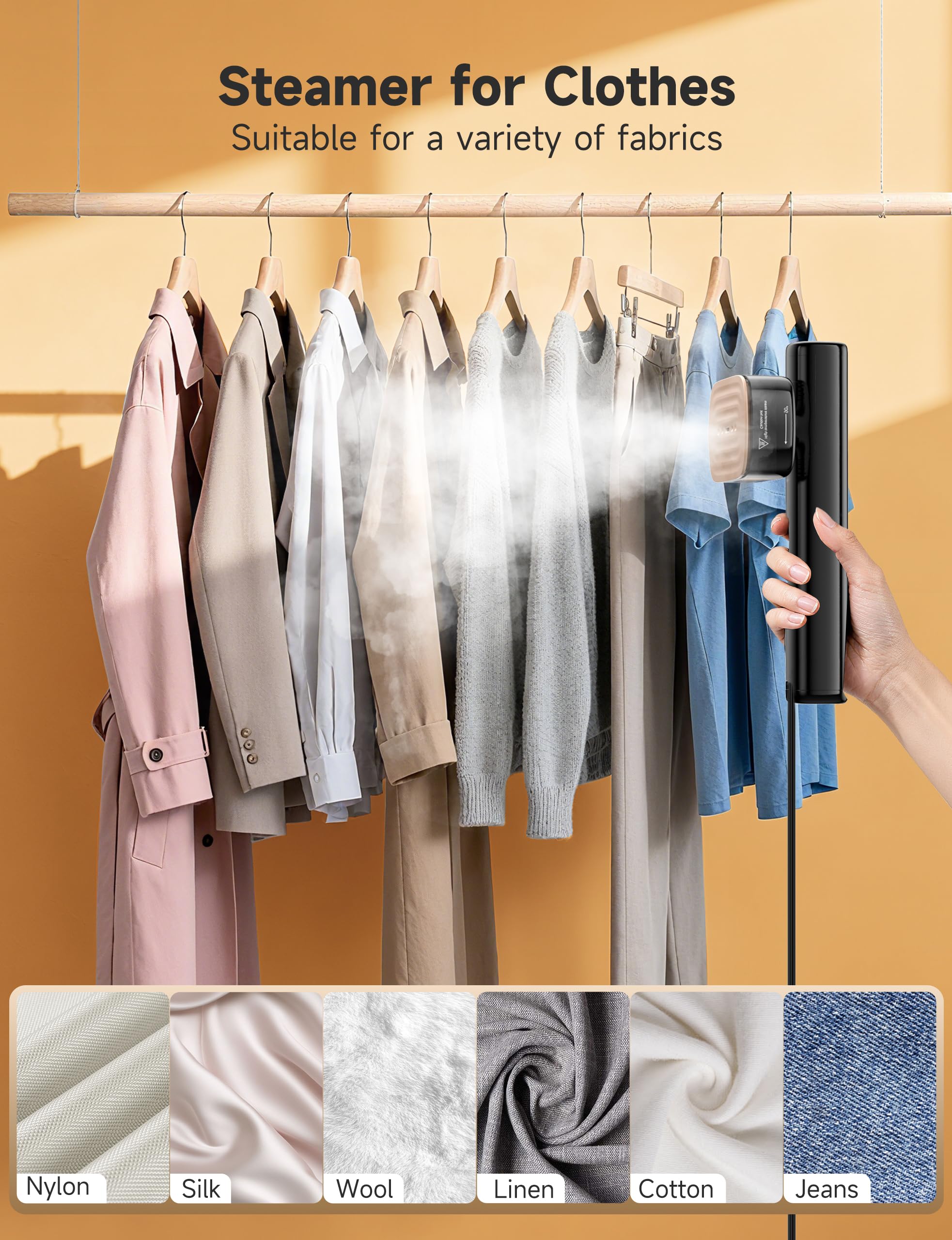 Sundu Steamer for Clothes,1200W Powerful Portable Steamer Iron,15s Fast Heat-up,100ml Tank,20 Min Continuous Steam, Wrinkle Remover for Travel, Home, Office(Serene Black)