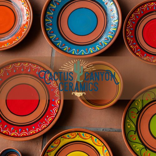 Cactus Canyon Ceramics Spanish Terracotta 5-Piece Small Dinner Plate Set (European Size), Multicolor