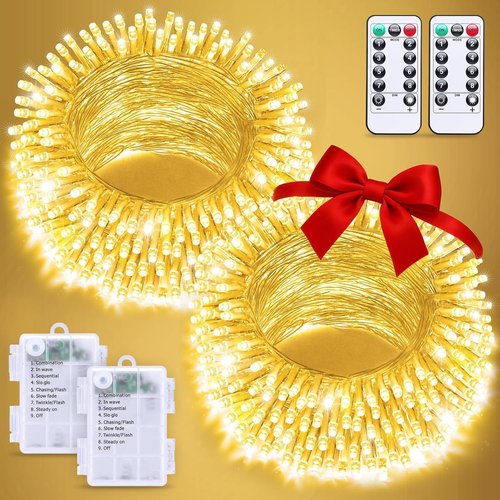 JMEXSUSS Battery Operated String Lights - 66ft 200 LED Warm White Fairy Lights with Remote | Indoor & Outdoor Use