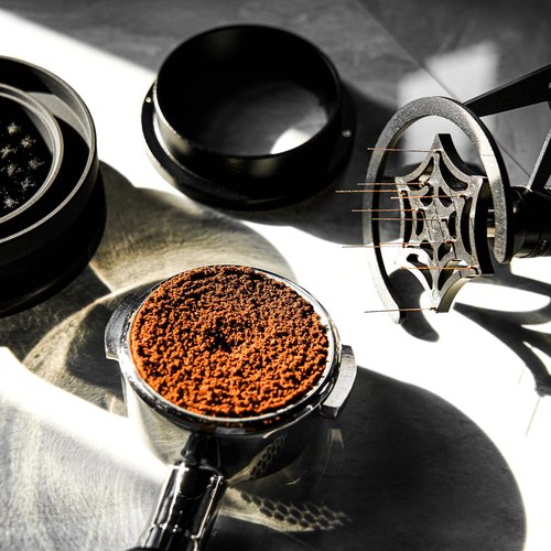 IKAPE Mantis WDT Distribution Tool with Clean Brush, V3-54mm Espresso Stirrer for Barista - 8 Needle Espresso Stirrer with Dosing Funnel & Stand, Adjustable Needle Height, Walnut Handle