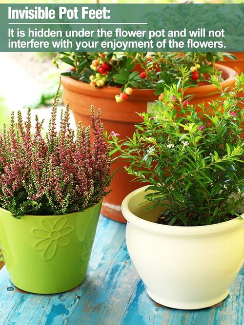 Biubee 60Pcs Invisible Pot Feet - Non-Slip Cork Plant Risers for Outdoor Planter Drainage | 2" Diameter
