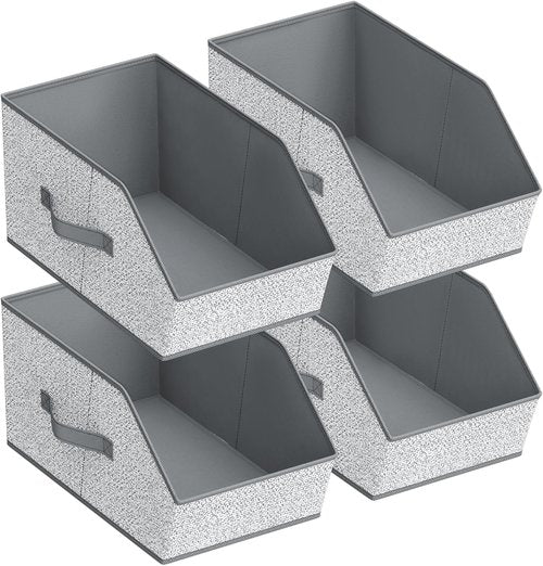 Homsorout Large Closet Storage Cubes - Dual Handle Bins for Clothes & Toys | Light Gray, 4 Pack