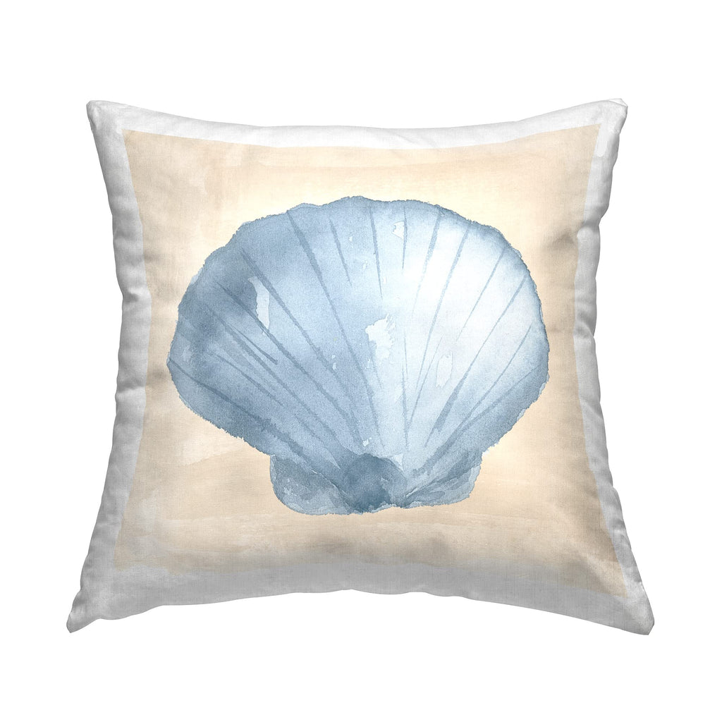 Stupell Industries Beige Nautical Clam Shell Design by Lucille Price Throw Pillow, 18 x 18, Blue