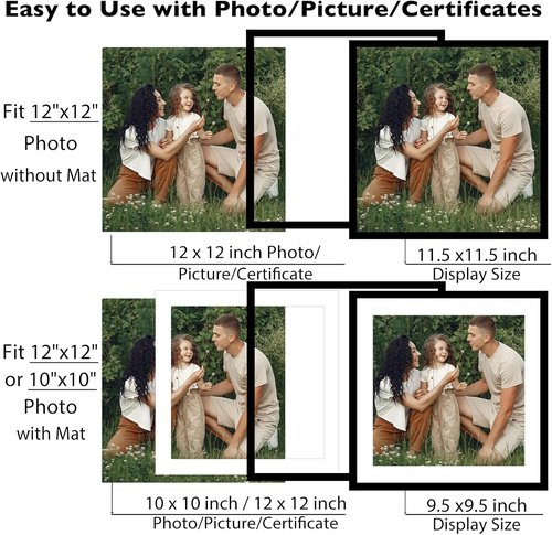 JCJMY 18-Pack 12x12 Picture Frames - Black Gallery Wall Set for 10x10 or 12x12 Photos