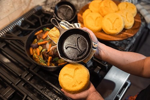 Lodge Pre-Seasoned Cast Iron Skillet - Yellowstone Stamped Design with Teardrop Handle - 5 Inch for Versatile Cooking