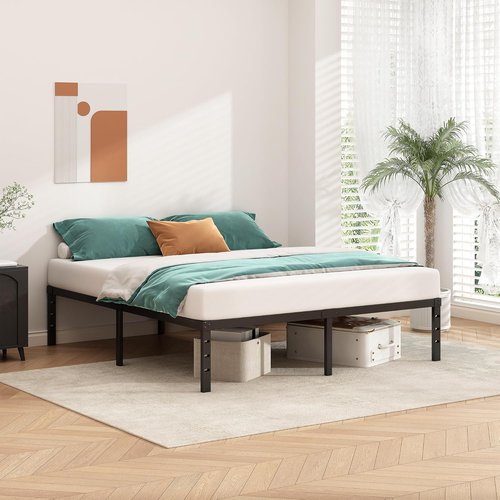 HLIPHA Metal Platform Bed Frame - 14 Inch Tall Queen Size with Heavy Duty Support Slats - Easy Assembly, Black