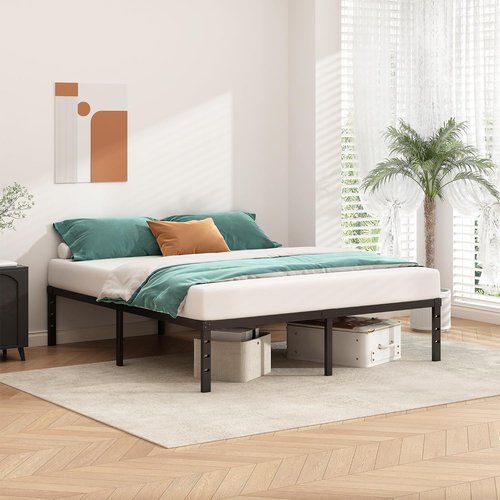 HLIPHA King Size Metal Platform Bed Frame - 18 Inch Tall, Heavy Duty Support Slats, Easy Assembly, Black