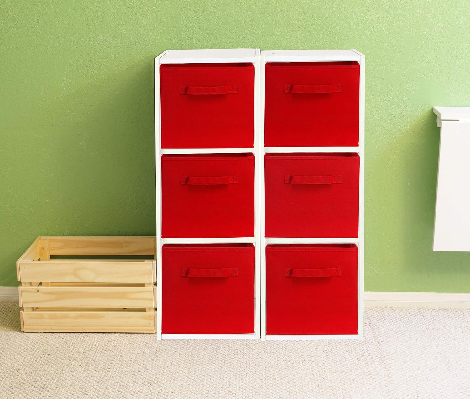 Simple Houseware Foldable Cube Storage Bins - 11-Inch Red Fabric Organizers | 6-Pack for Closet & Shelves