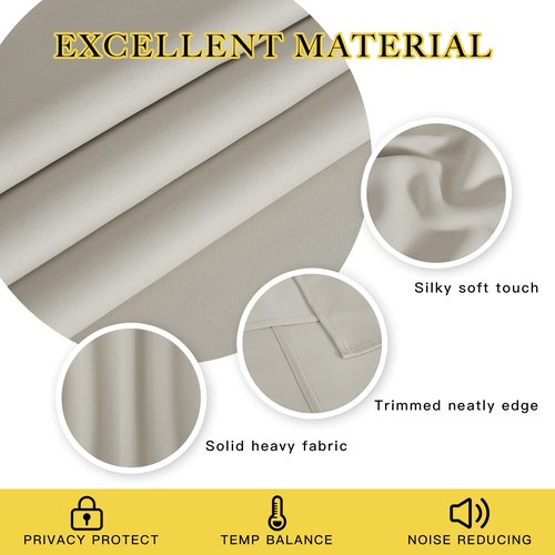 NICETOWN Blackout Curtain for Patio Sliding Door - Grommet Extra Wide Sliding Door Curtains Room Darkening Weighted Drape for Living Room/Patio (Natural, W100 x L84, 1 Panel)