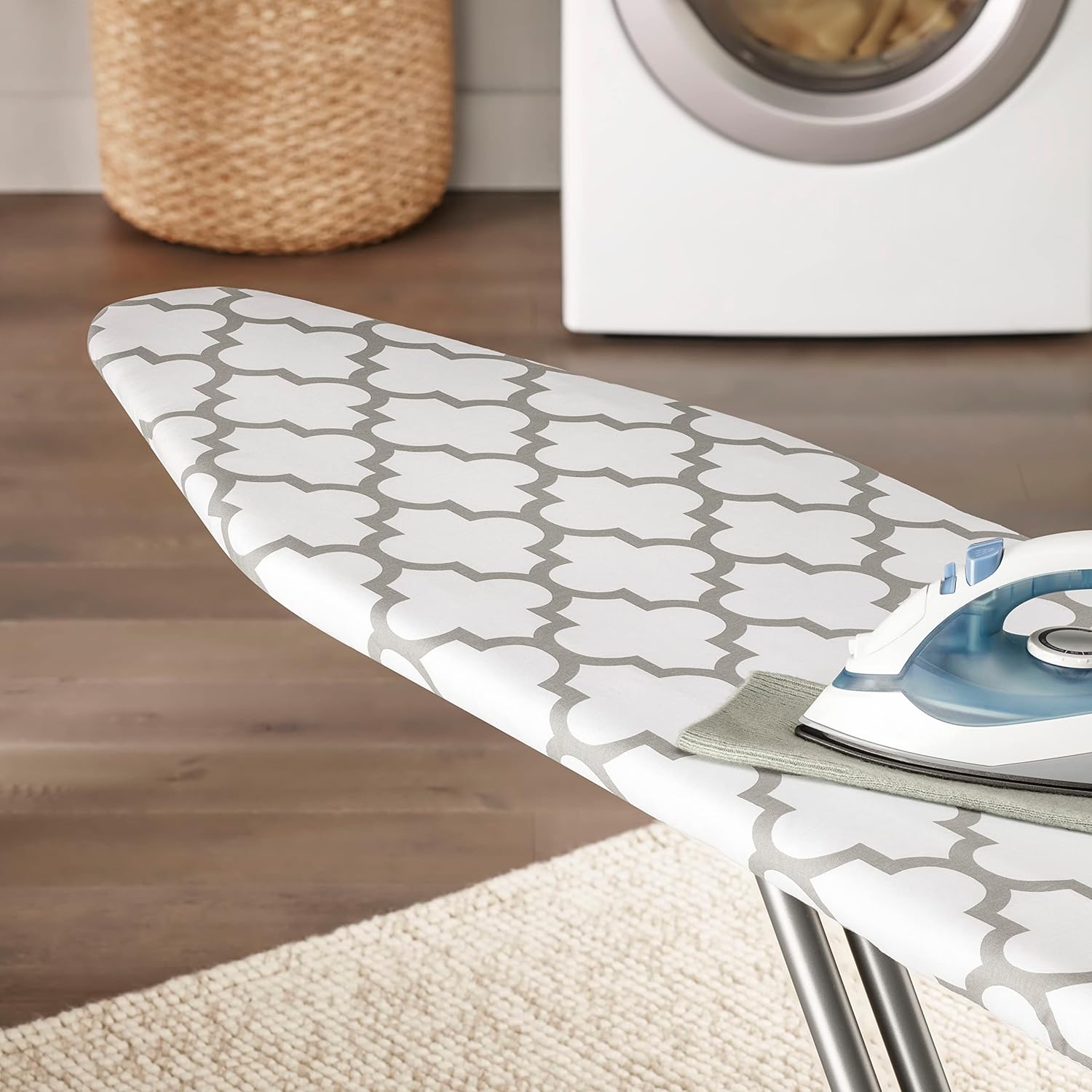 Whitmor Deluxe Ironing Board Cover - Medallion Grey Pad for Enhanced Ironing Efficiency