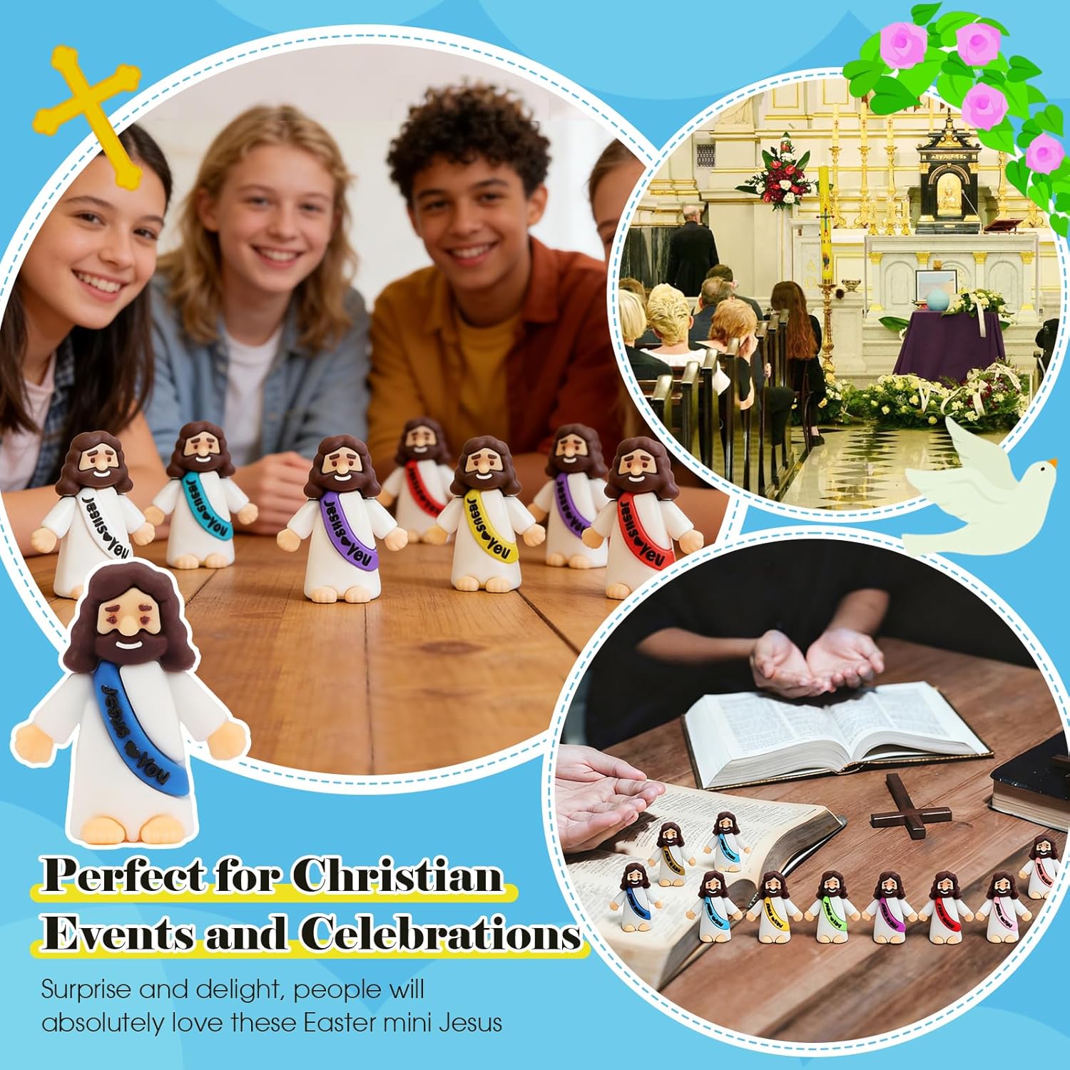 Skiennix 54 Pack Little Jesus Figurines - Pocket-Sized Religious Gifts for Church & Easter Celebrations