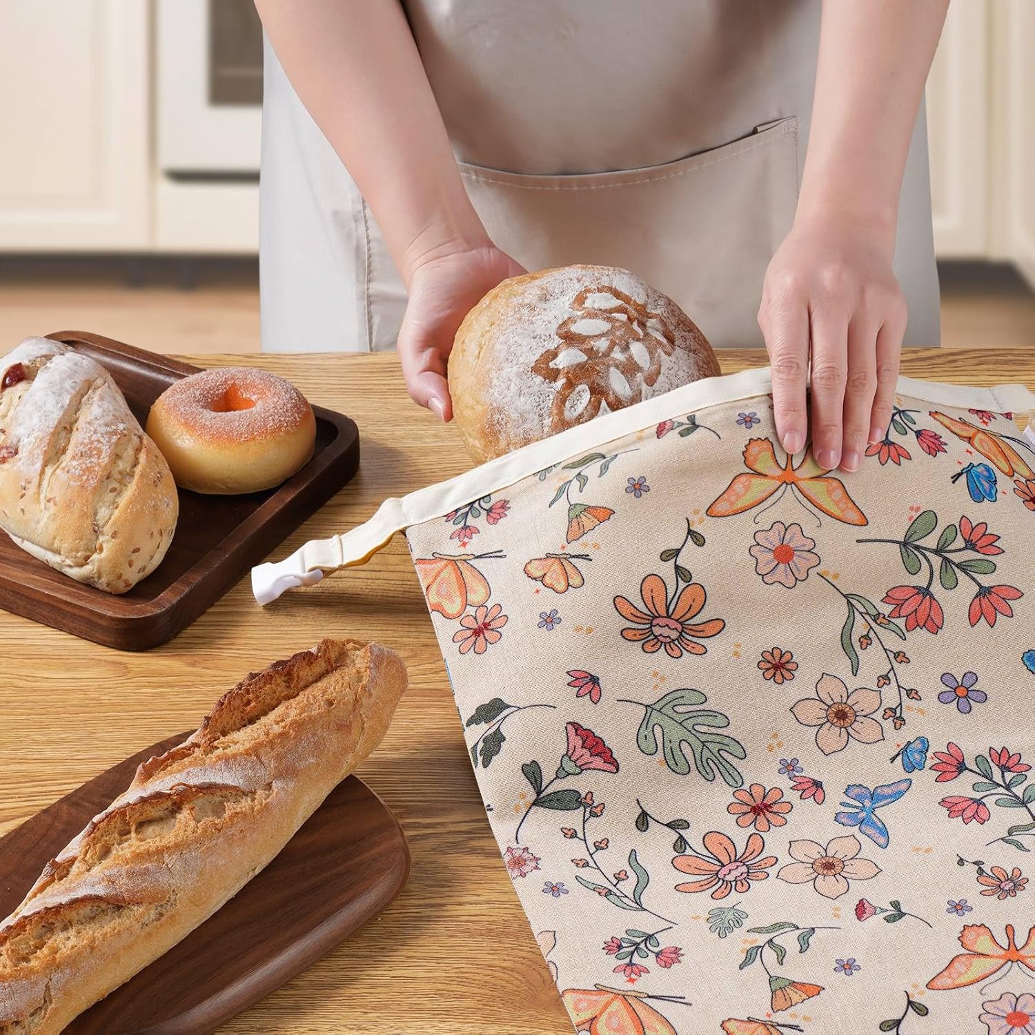 Skiennix Beeswax Bread Bags - Reusable Organic Linen for Sourdough | 17 x 12.6 Inches, Freshness Preservation & Freezer-Friendly