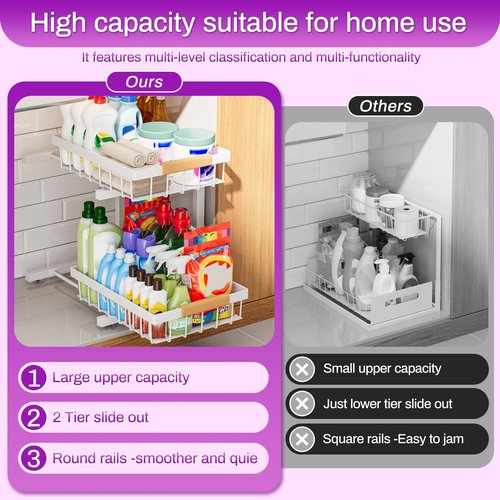 ADBIU Under Sink Organizer, 2 Pack 2 Tier Expandable Height