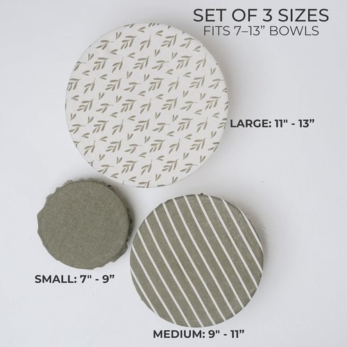 Beautiful Linen Cotton Blend Bowl Covers - Reusable Set of 3 for Bread Proofing | Fits Bowls 7" to 13" - Durable Sourdough Baking Accessories