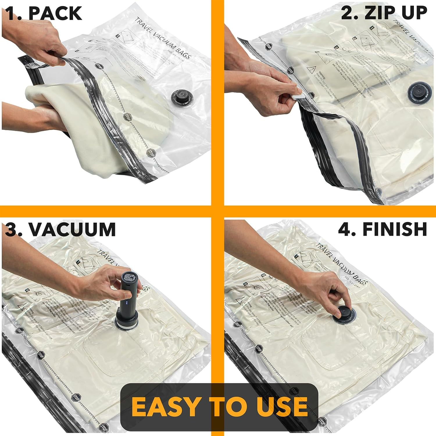 SpaceAid Vacuum Seal Bags - 21 Pack Travel Compression Bags with Electric Pump for Luggage & Clothing