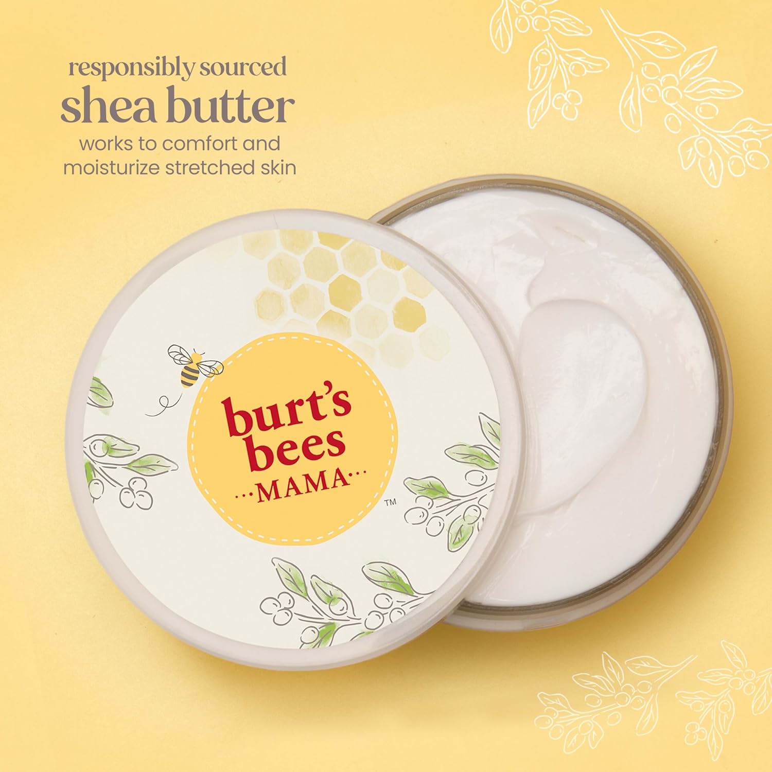 Burt's Bees Mama Belly Butter - Stretch Mark Cream for Pregnancy & Postnatal Care | 6.5 Oz Tub