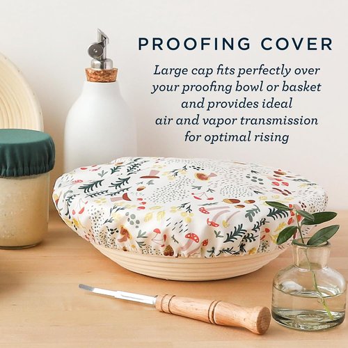 Esembly Sourdough Proofing Kit - 3-Piece Set with Reusable Bread Storage Bag & Covers | Windowpane + Sepia