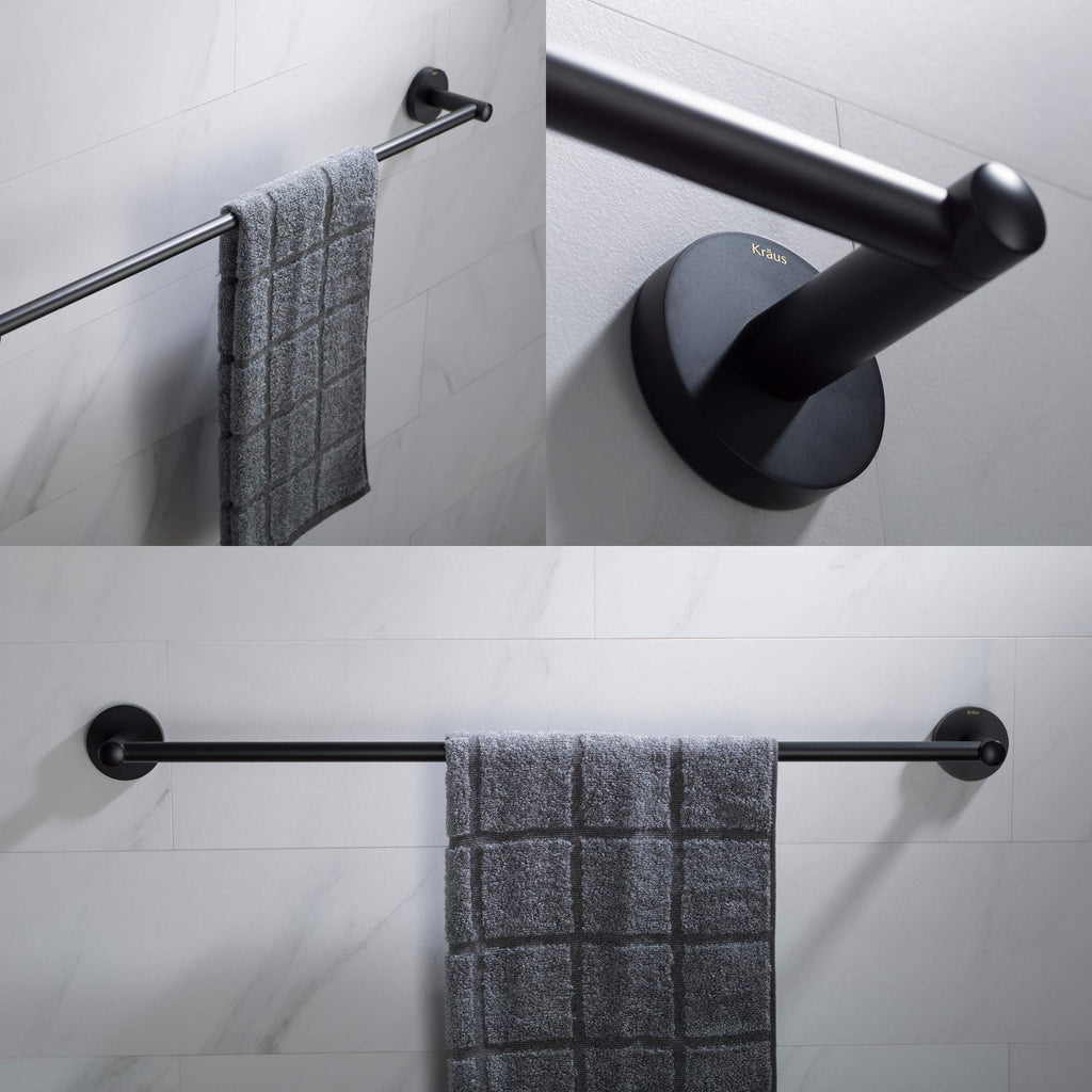 KRAUS Elie 24-inch Bathroom Towel Bar, Matte Black Finish, KEA-18837MB