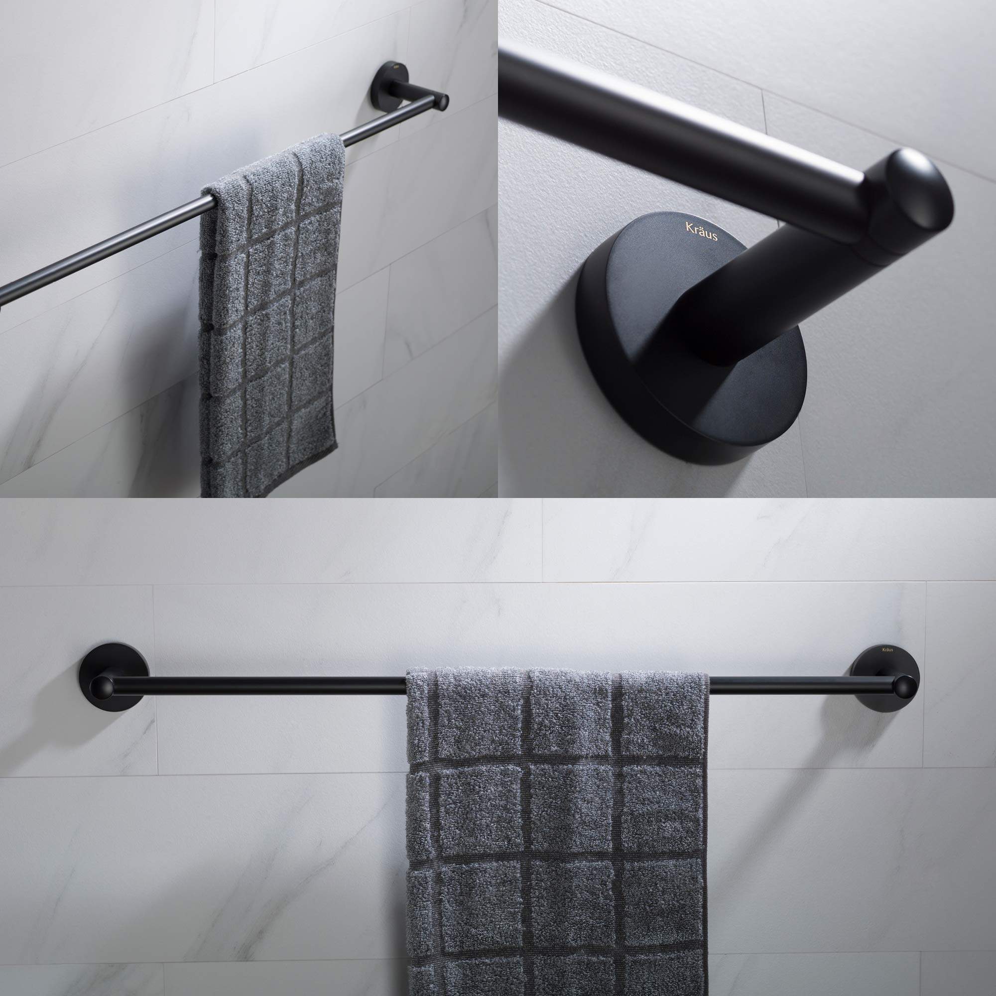 KRAUS Elie 24-inch Bathroom Towel Bar, Matte Black Finish, KEA-18837MB