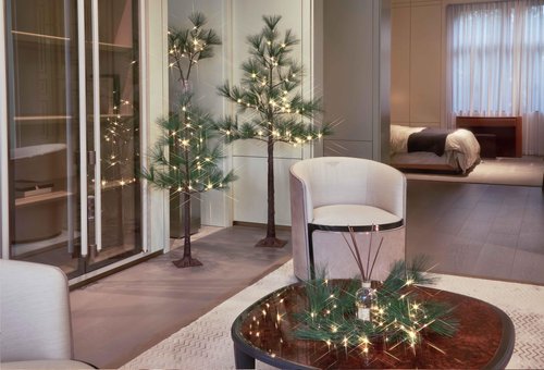 LITBLOOM Lighted Christmas Tree with Timer 4FT 36 Warm White LED Lights, Pine Tree with Lights for Home Xmas Holiday Decoration Indoor Outdoor