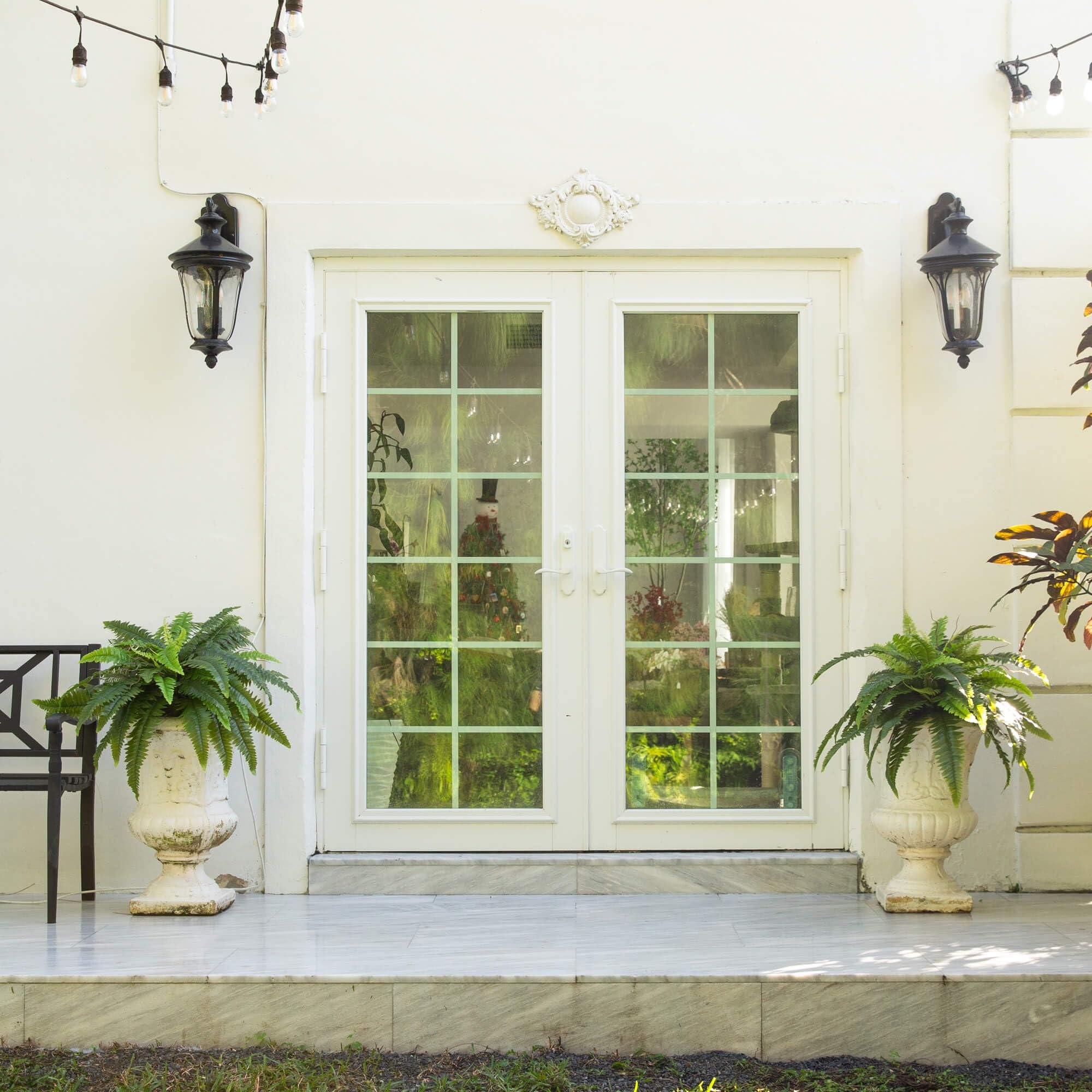 Nearly Natural 40-in UV Resistant Artificial Boston Fern, Set of 2, Large Hanging Fake Plant Wall Decor with 53 Fronds, Faux Fern Vines that Look Real for Home & Garden Decor, Outdoor Porch Decoration