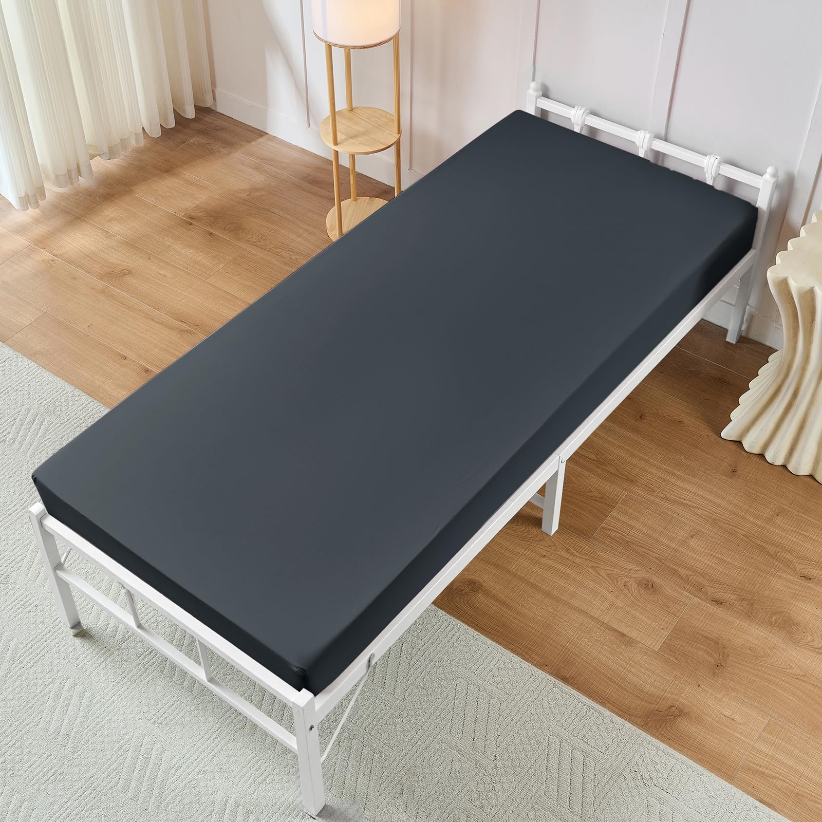 VACVELT Cot Fitted Sheet, 31 x 75 Inch Charcoal Black Cot Sheets, Ultra Soft and Breathable Microfiber Bed Cover Snug Fit for Narrow Twin/RV Bunk/Camper Bunk/Guest Beds/Trifold Mattress