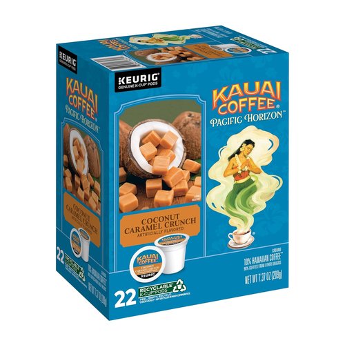 Kauai Coffee K-Cup Pods | Medium Roast Arabica Coffee with Nutty Caramel & Tropical Coconut | 22 Single Serve K-Cups