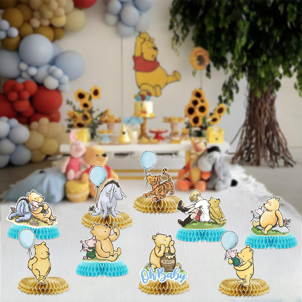 9Pcs Winnie Centerpieces for Baby Shower Decorations Boys Table Centerpieces for Birthday Decorations