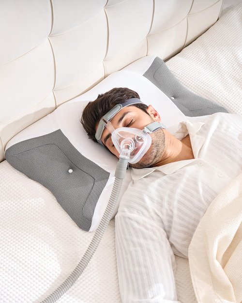 CPAP Pillow for Side Sleeping, Sleep Apnea Pillow for All CPAP Masks Users to Reduce Air Leaks & Masks Pressure, Memory Foam Pillow with Cooling & Breathable Pillowcase for Side Back Sleeper