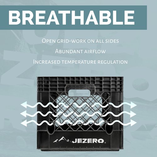 JEZERO 24 Quart 2-Pack Heavy Duty Plastic Crate | Stackable Multi-Purpose Storage Bin for Garage, Home, Office, Groceries, Outdoor, Camping & Kayaking | Black Utility Tote, 19" x 13" x 11"