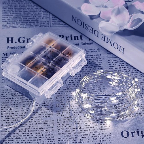 Ariceleo Outdoor String Lights - 16.4 Ft Battery Operated LED Fairy Lights with Remote & Timer | Waterproof Cool White for Parties, Weddings, Christmas