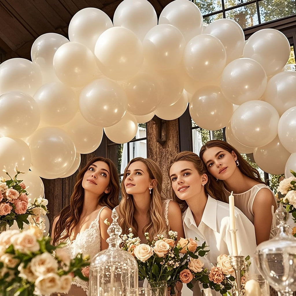 Pearl White Balloons - 12 Inch Latex Party Balloons for Weddings, Engagements & Celebrations