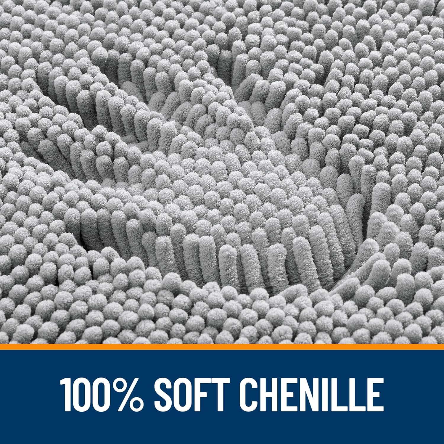 OLANLY Bathroom Rugs - Extra Soft Chenille Bath Mats | Quick-Dry, Machine Washable, 34x21, Light Grey
