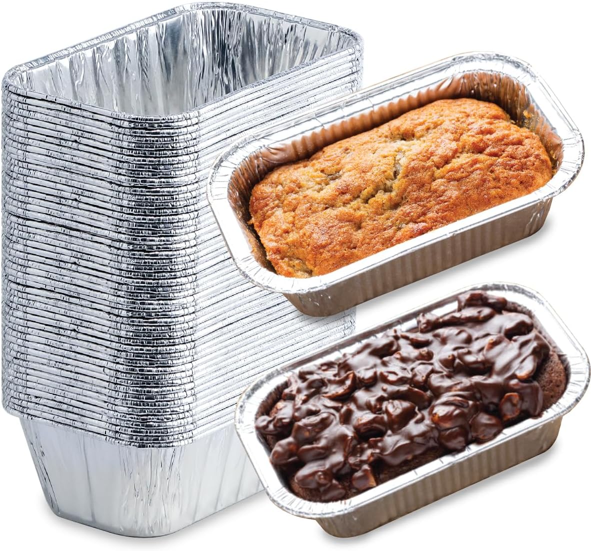 Regine Switzerland Mini Foil Loaf Pans - 1LB Disposable Aluminum Baking Tins | 55 Pack, 6 x 3.5 x 2 Inches