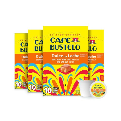 Café Bustelo Coffee Pods - Dulce de Leche Flavor, Single Serve, 10 Count (Pack of 6)