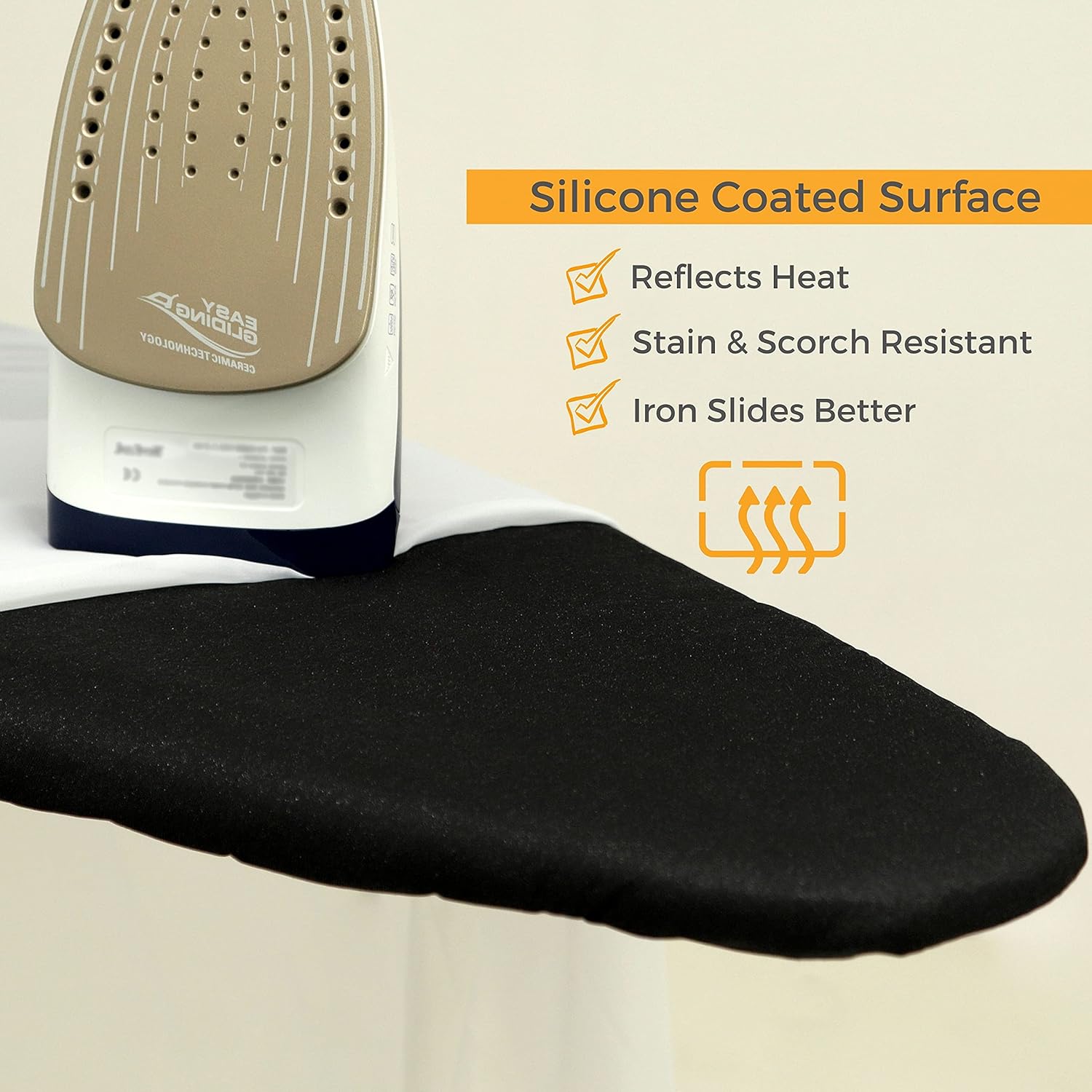 SAVUK Ironing Board Cover - Extra Thick, Heat Reflective Cotton Pad | 18" X 49" Adjustable Fit, Black