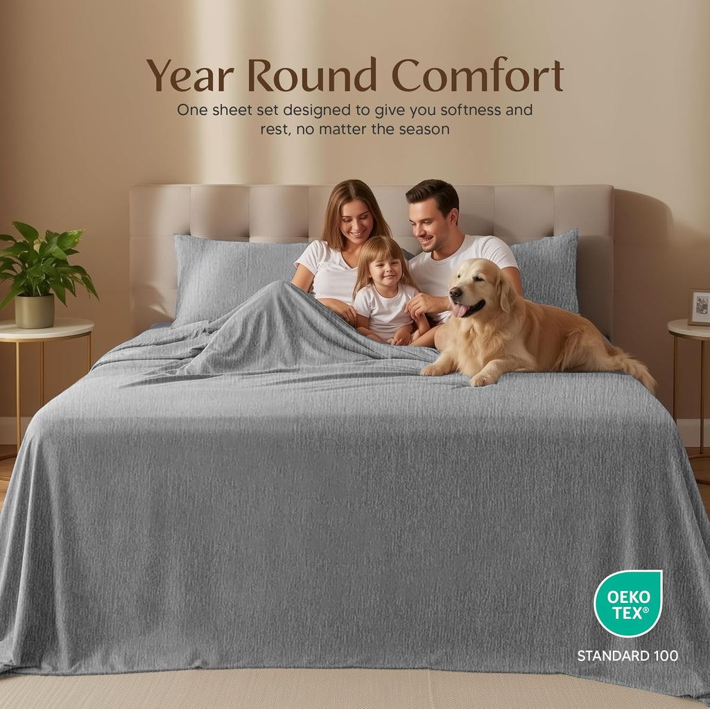 Utopia Bedding Twin Sheet Set - Soft & Breathable Microfiber | 3-Piece Bed Sheets in Heather Grey