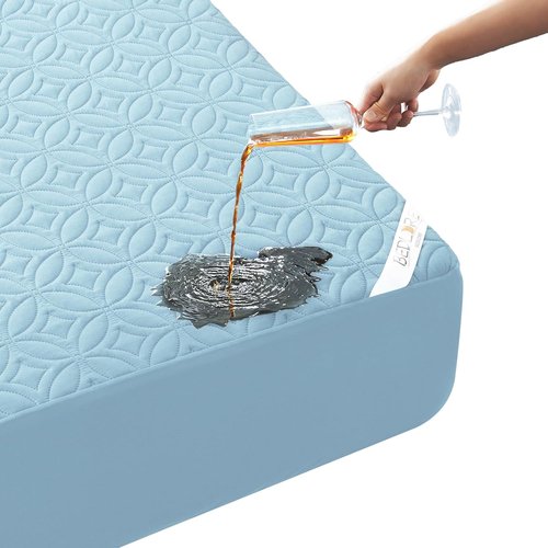 BEDLORE Waterproof Mattress Protector - Twin XL Deep Pocket Pad for 6"-15" Depth | Soft Sky Blue Cover