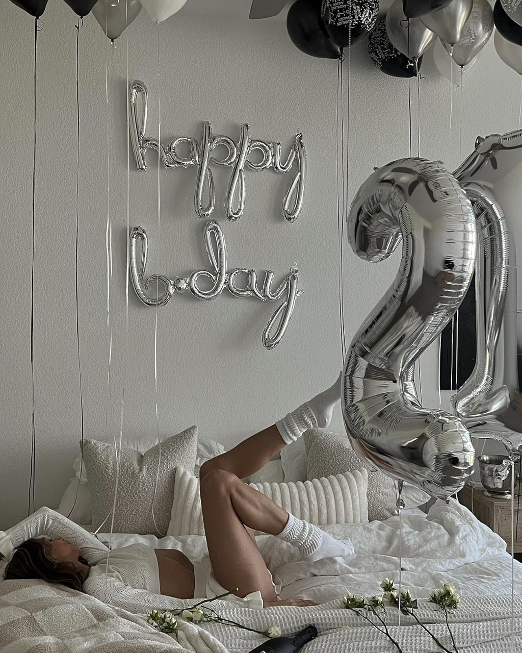 Number 21 Balloon by Silver | 40-Inch Metallic Decoration for 21st Birthday Celebrations