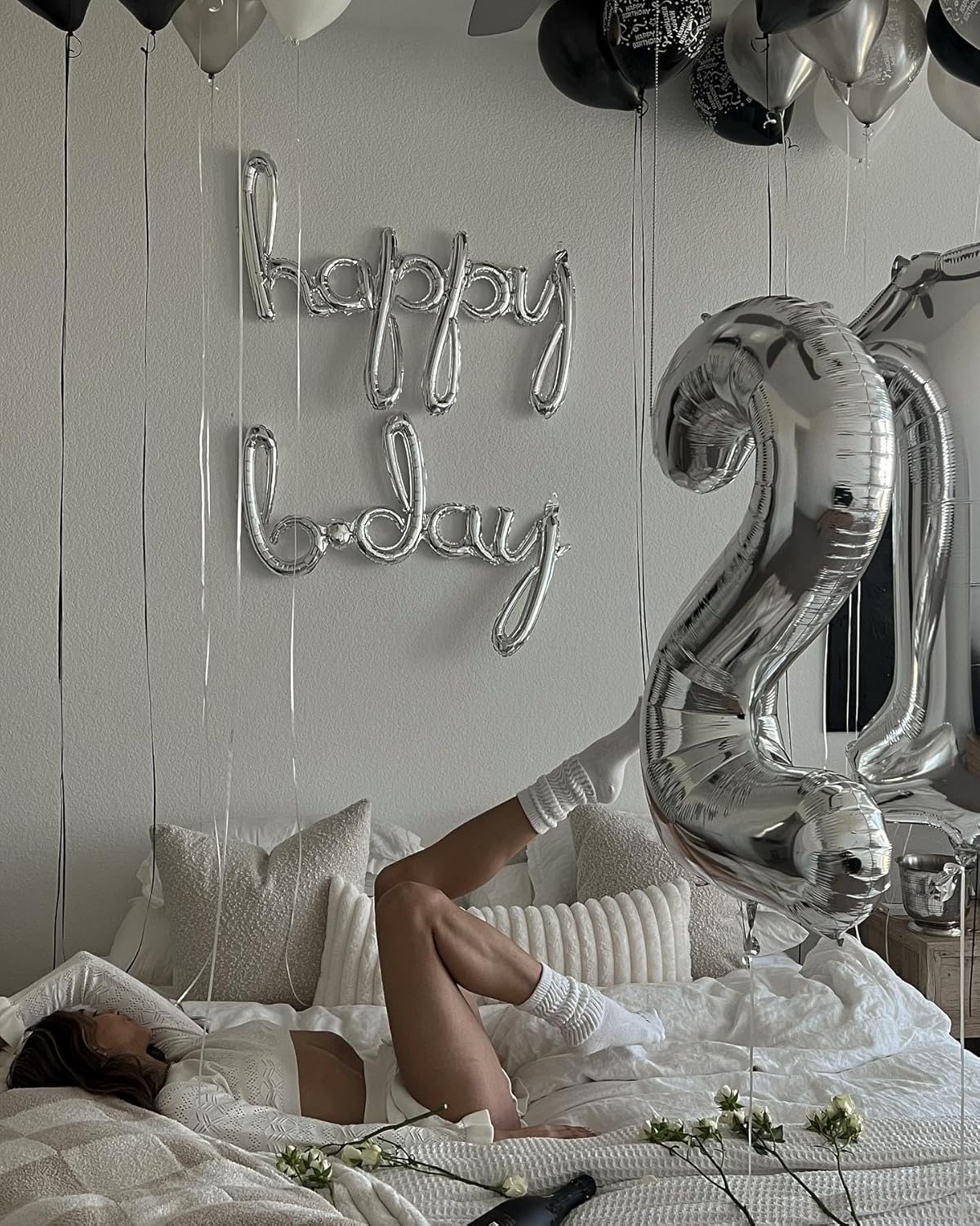 Number 21 Balloon by Silver | 40-Inch Metallic Decoration for 21st Birthday Celebrations