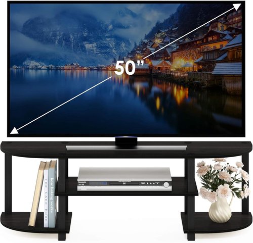 Furinno Wide TV Entertainment Center - Stylish Espresso & Black Finish | Modern Design