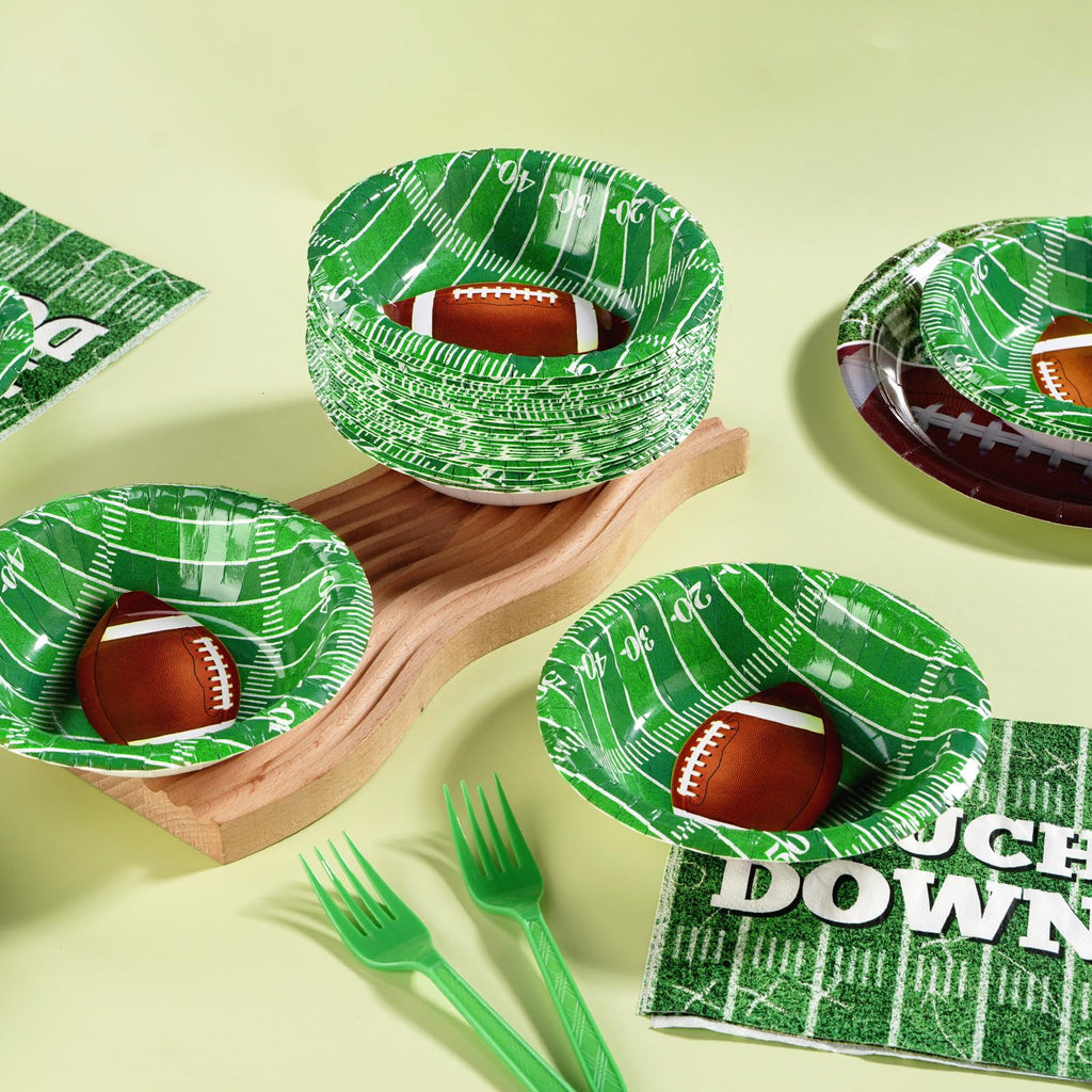 Grencian 100 Pcs 12 Oz Football Paper Bowls Football Party Supplies Heavy Duty Football Party Disposable Soup Bowls Football Dessert Bowls for Football Birthday Gameday Tailgate Party Decorations
